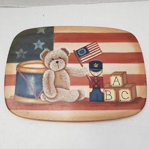 Basket Accessories Wood Toys Patriotic American USA Flag Art Wall Display 90s